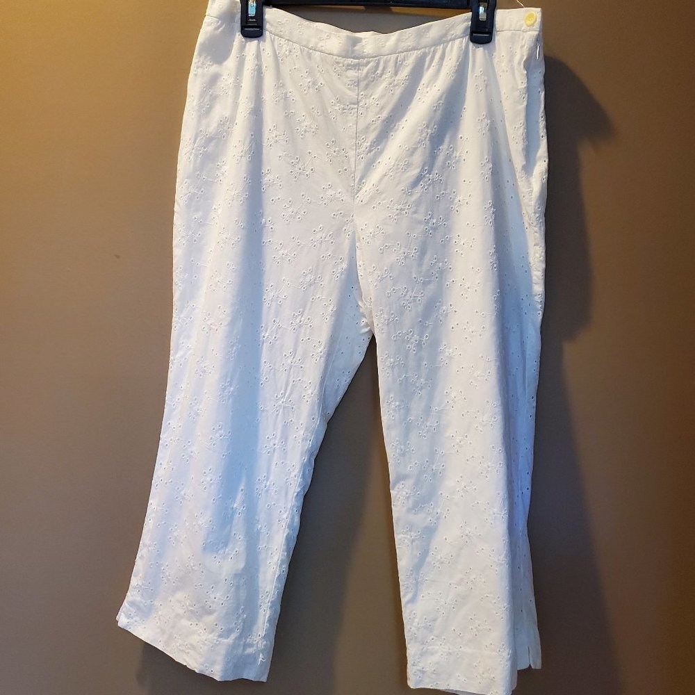 JONES NEW YORK WHITE EYELET PANTS